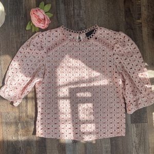 Broadway pink eyelet top